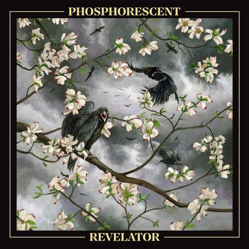 Album cover art featuring black birds perched on branches with white blossoms against a cloudy sky