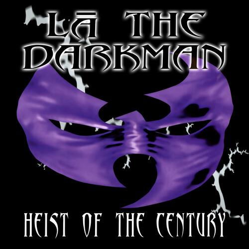 Purple mask graphic with lightning bolts on black background