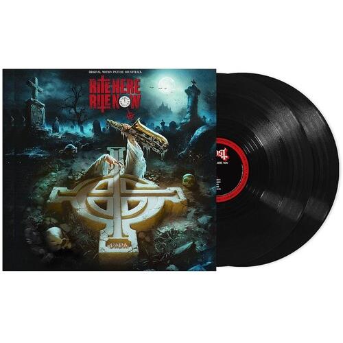 Double LP vinyl set with gatefold sleeve featuring a graveyard scene and a skeletal figure on a cros