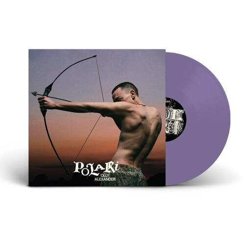 Purple vinyl LP with album cover showing a shirtless man drawing a bow at sunset