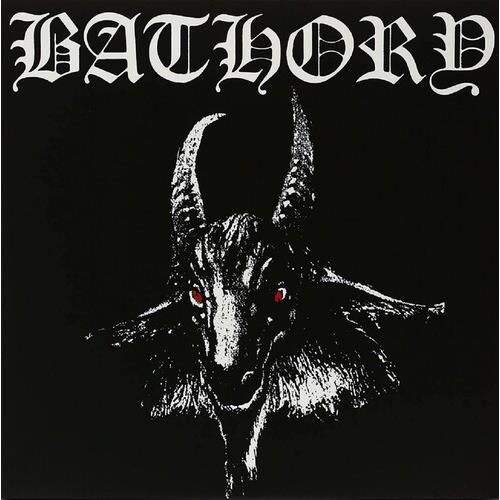 Black vinyl LP cover featuring a white goat head with red eyes and gothic lettering
