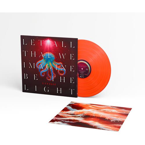 Orange vinyl record with dark album cover featuring a blue octopus and white text