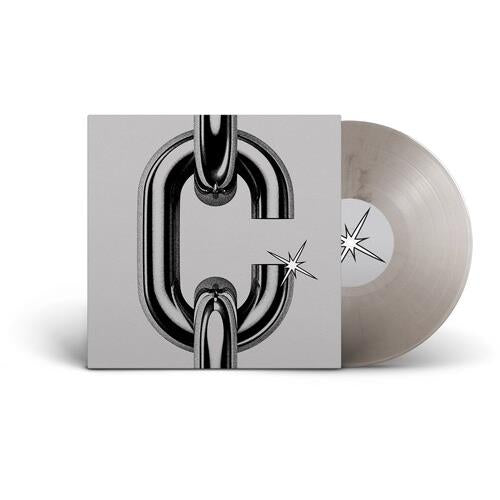 Silver smoke vinyl record with chrome chain-link album cover art