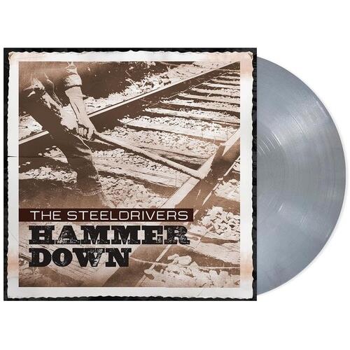 Silver vinyl record partially removed from album sleeve featuring sepia-toned cover art
