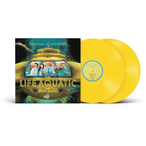 Canary yellow double LP vinyl set with album cover featuring a yellow submarine and crew