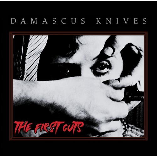Black and white album cover with a close-up of a face and red text