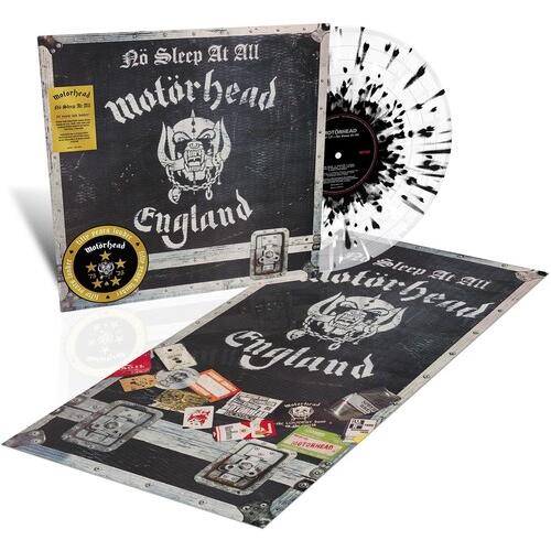 Clear vinyl LP with black and white splatter pattern and black album sleeve