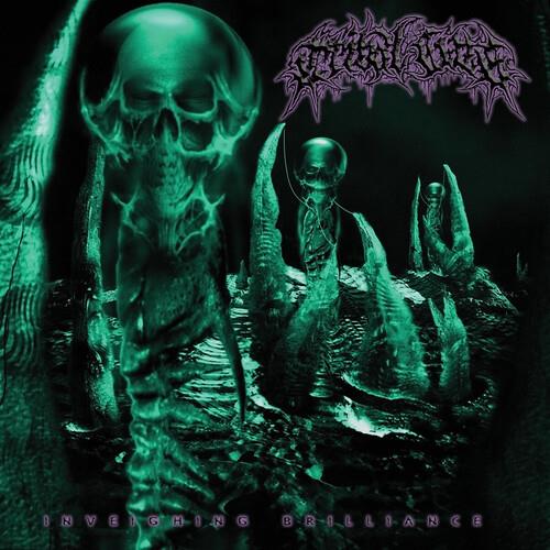 Green and black album cover art featuring skeletal figures and a purple band logo