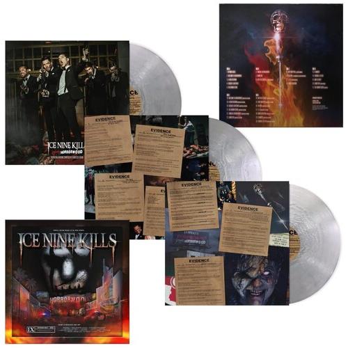 Clear vinyl LP with horror-themed album art and evidence-style inserts