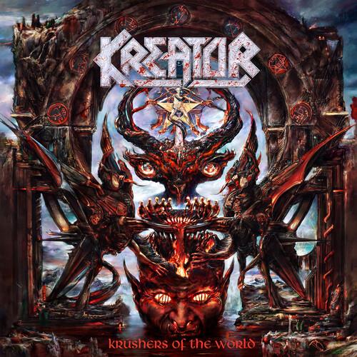 Red vinyl LP sleeve featuring dark fantasy artwork with a demonic figure and the band logo