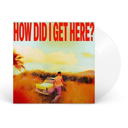 Clear vinyl LP with illustrated cover art featuring a person walking toward a vintage car in a field