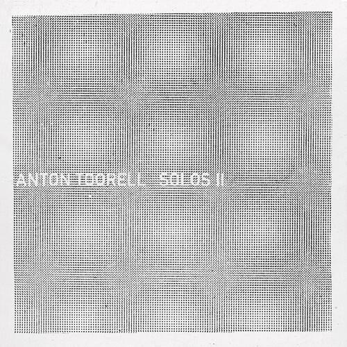 Minimalist album cover with a black and white halftone dot pattern and centered text