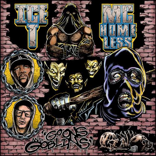 Vinyl record cover featuring illustrated characters, hooded figures, and goblins against a brick wal