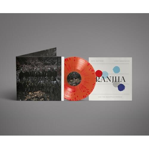 Red and orange splatter vinyl record with black and white gatefold sleeve