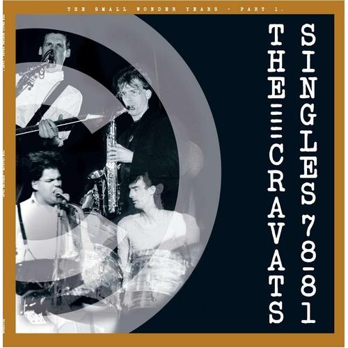 Black and white album cover featuring four band members playing instruments