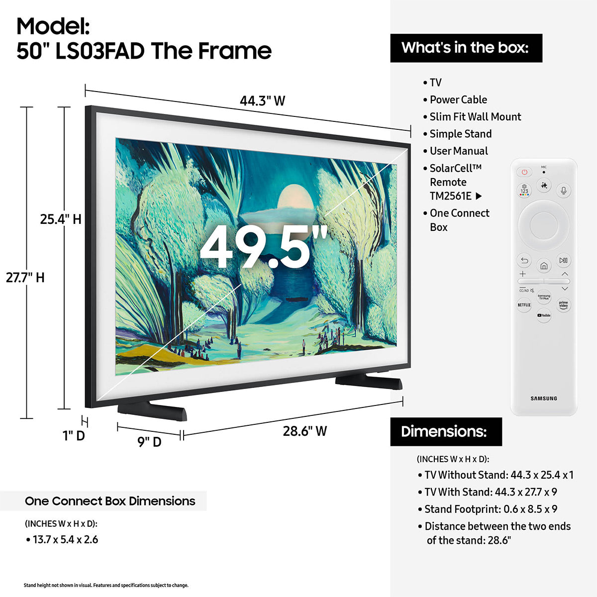 Samsung QN50LS03FAFXZA LS03FA 50" 4K QLED The Frame TV