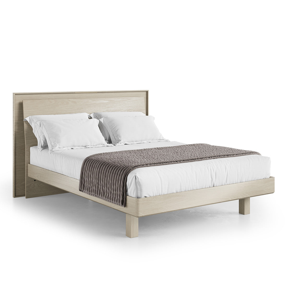 BDI KAVA Bedroom 9617 Queen Bed Frame with Built-In LEDs (Washed Oak)