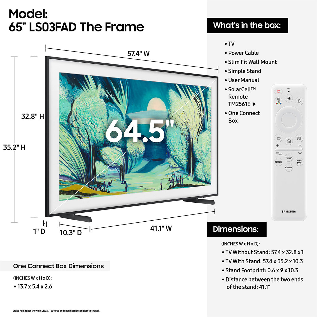 Samsung QN65LS03FAFXZA LS03FA 65" 4K QLED Frame TV (2025) with AudioQuest SKY 3m HDMI Cable