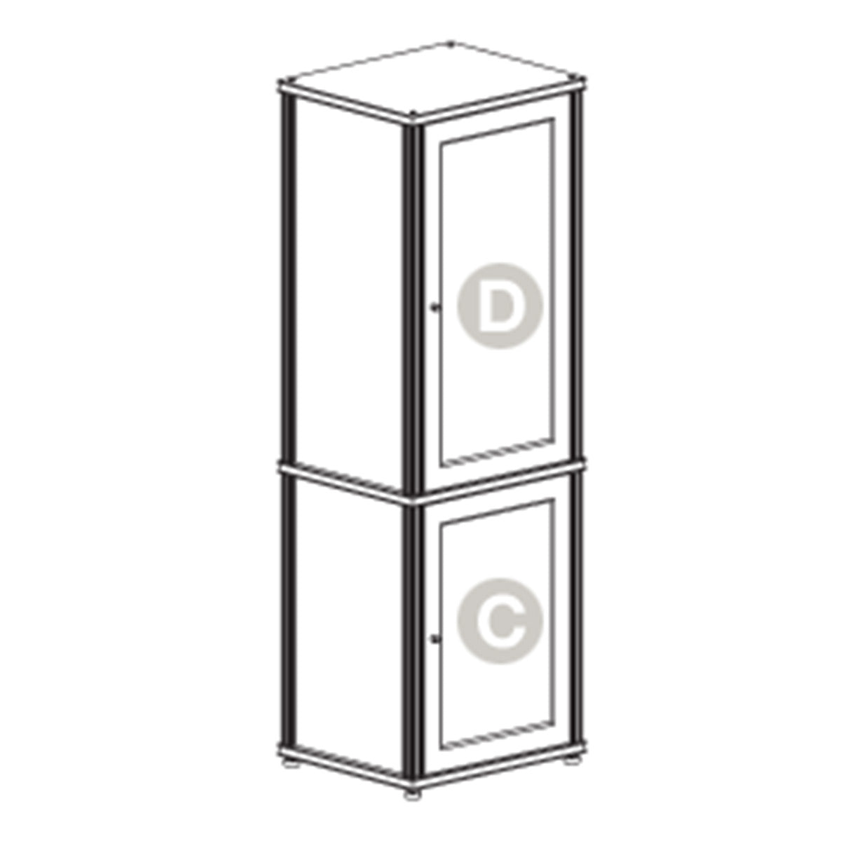 Salamander Designs Synergy 703 AV Cabinet (Dark Walnut with Black Glass Doors & Aluminum Posts)