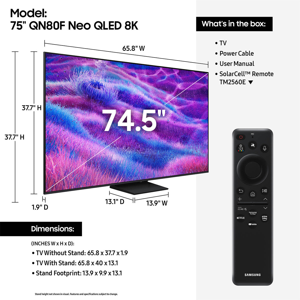 Samsung QN80F 75" 4K Neo QLED Mini LED Smart TV