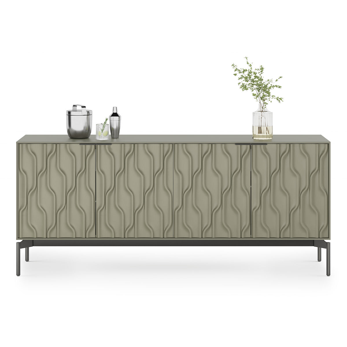BDI Mesa 7639 4-Door Credenza (Moss with Carbon Base)