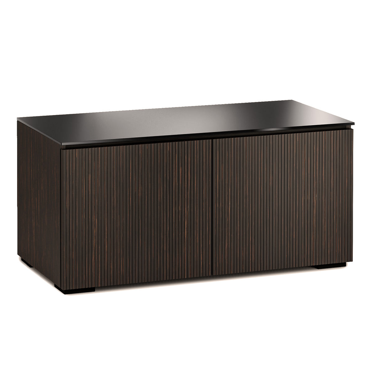 Salamander Designs Chameleon Collection Manhattan 221 Twin AV Cabinet (Maro Ebony Doors, and Sides, Black Glass Top)