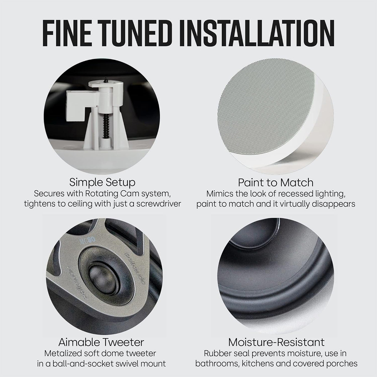 Polk Audio MC 80 8" In Ceiling Speakers - 4 Pack (White)