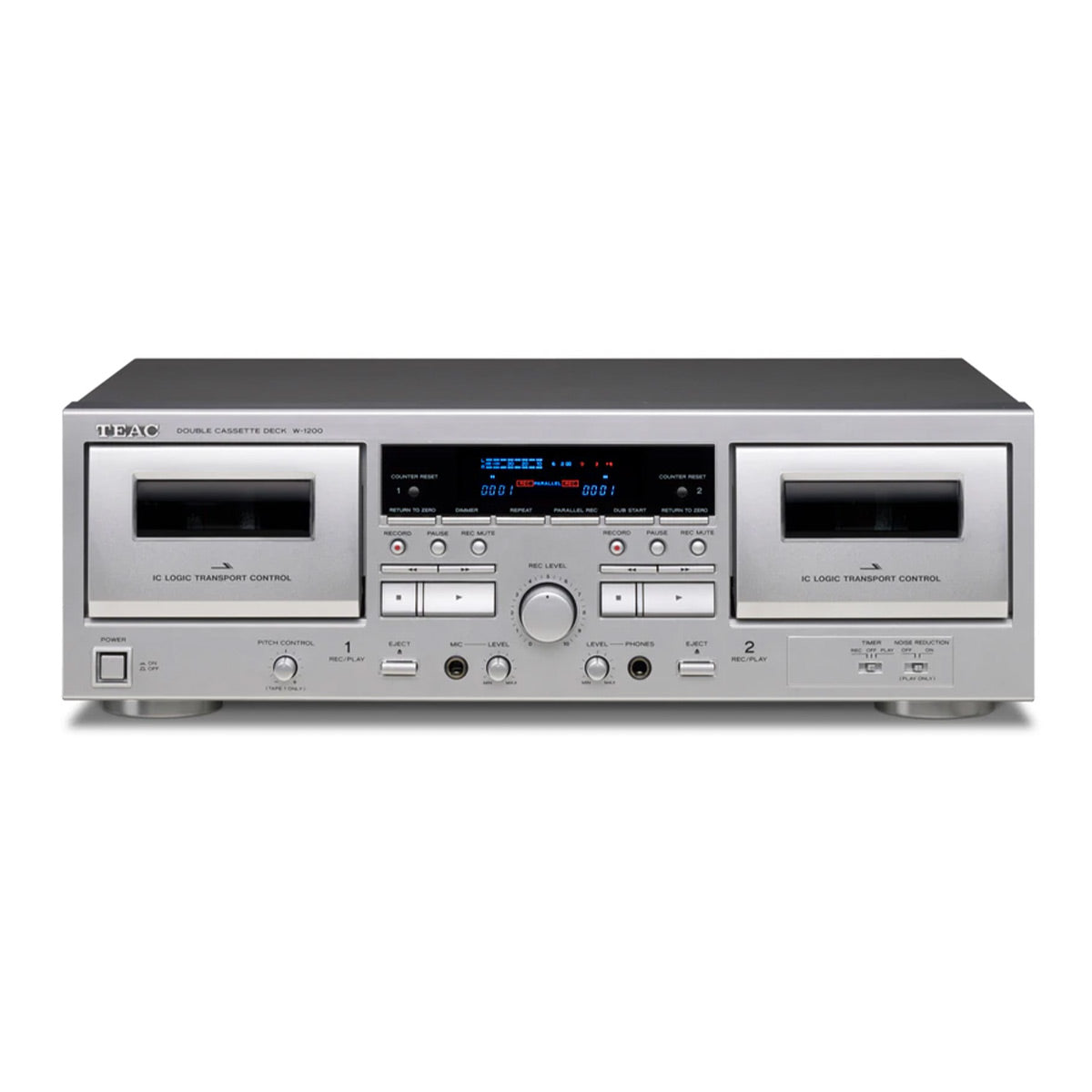 TEAC W-1200 Dual Cassette Player Recorder with Pitch Control Mic