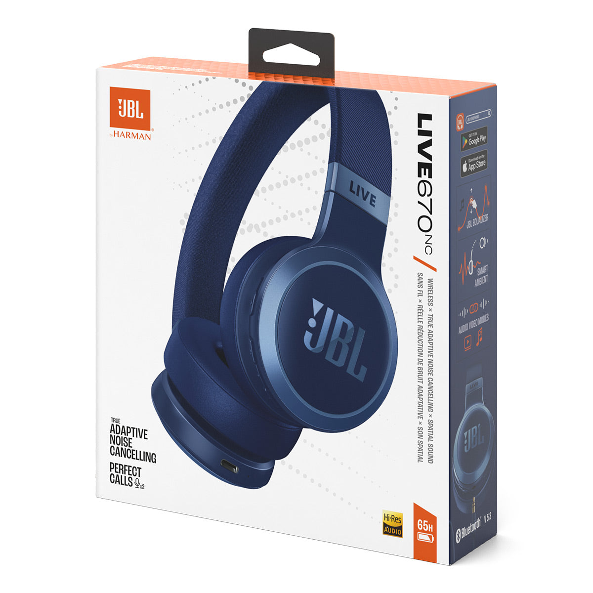 JBL Live 670NC Wireless On-Ear Adaptive Noise Cancelling Headphones (Blue)