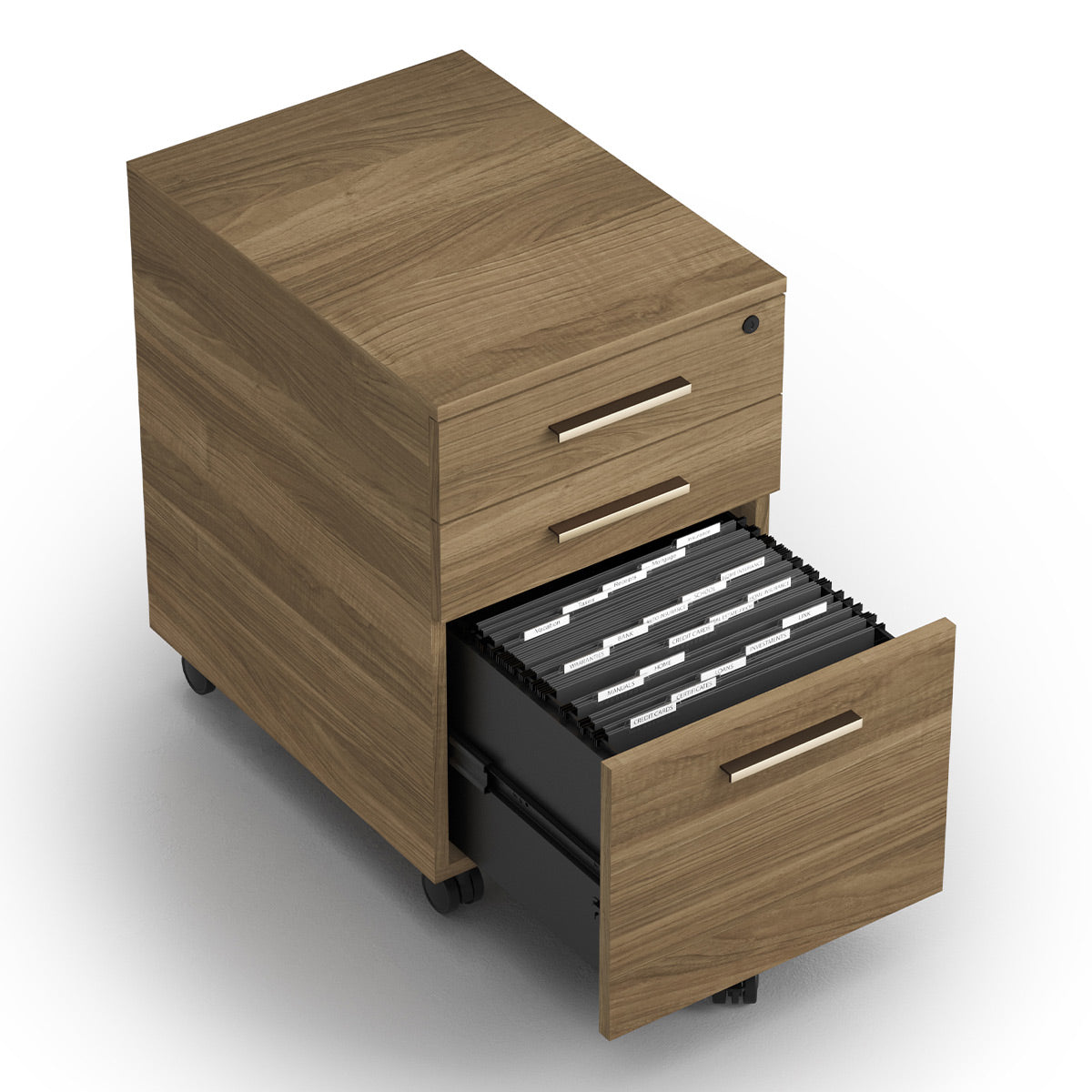 BDI Sequel Studio 6607 Mobile File Pedestal (Neo Walnut, Bronze)