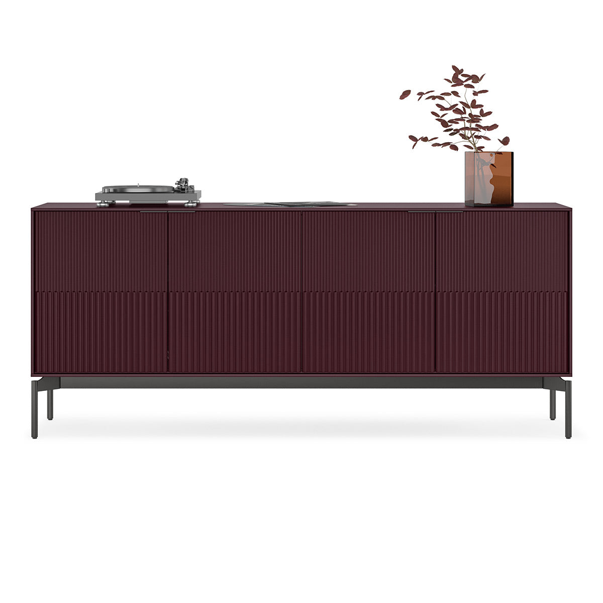 BDI Zig 7649 Storage Credenza (Merlot Finish, Brushed Carbon)