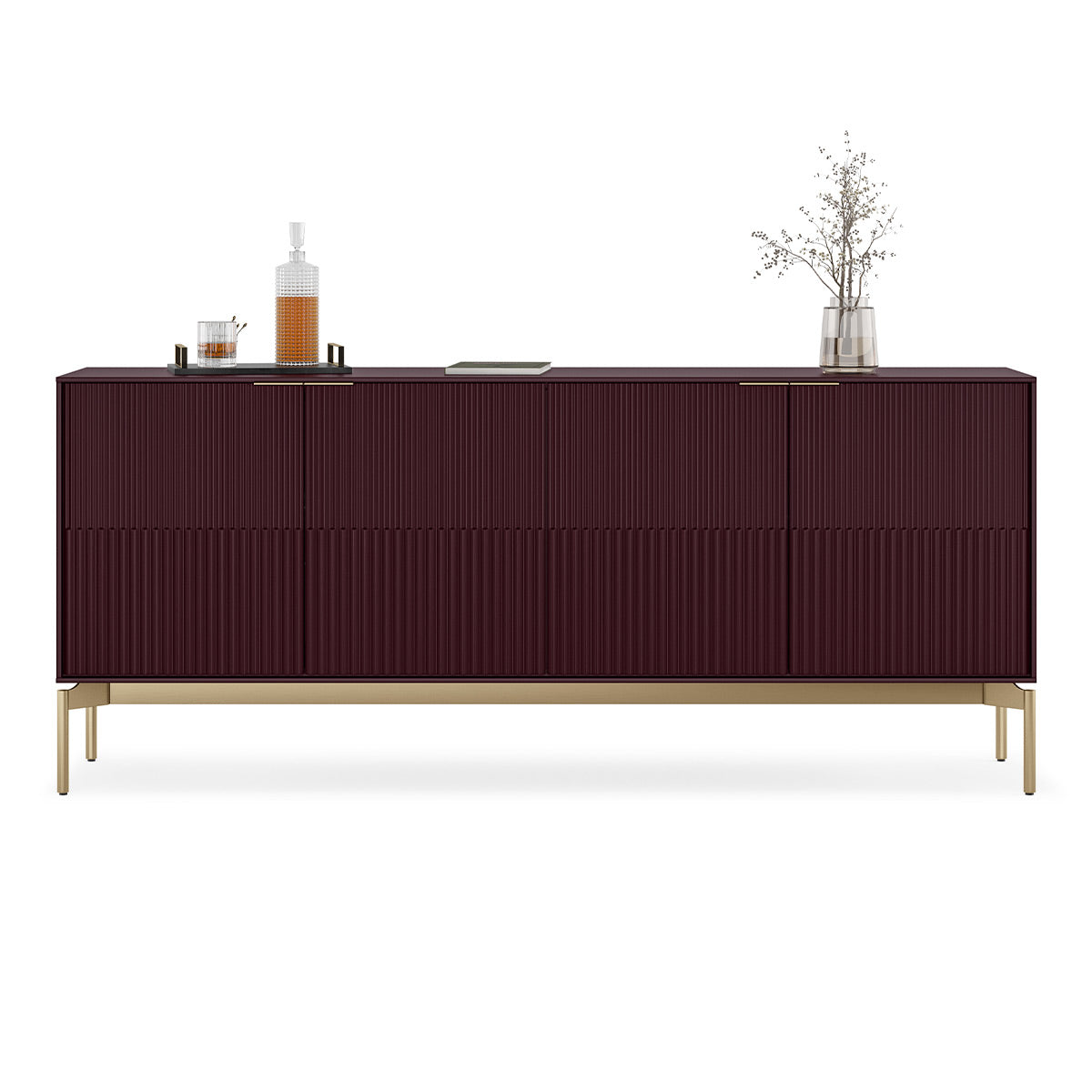 BDI Zig 7649 Storage Credenza (Merlot, Brushed Brass)