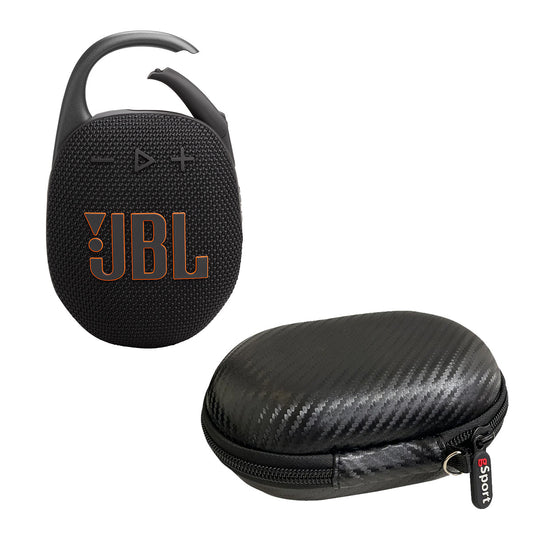 JBL Clip 5 Ultra Portable Bluetooth Speaker with gSport Carbon Fiber Case (Black)