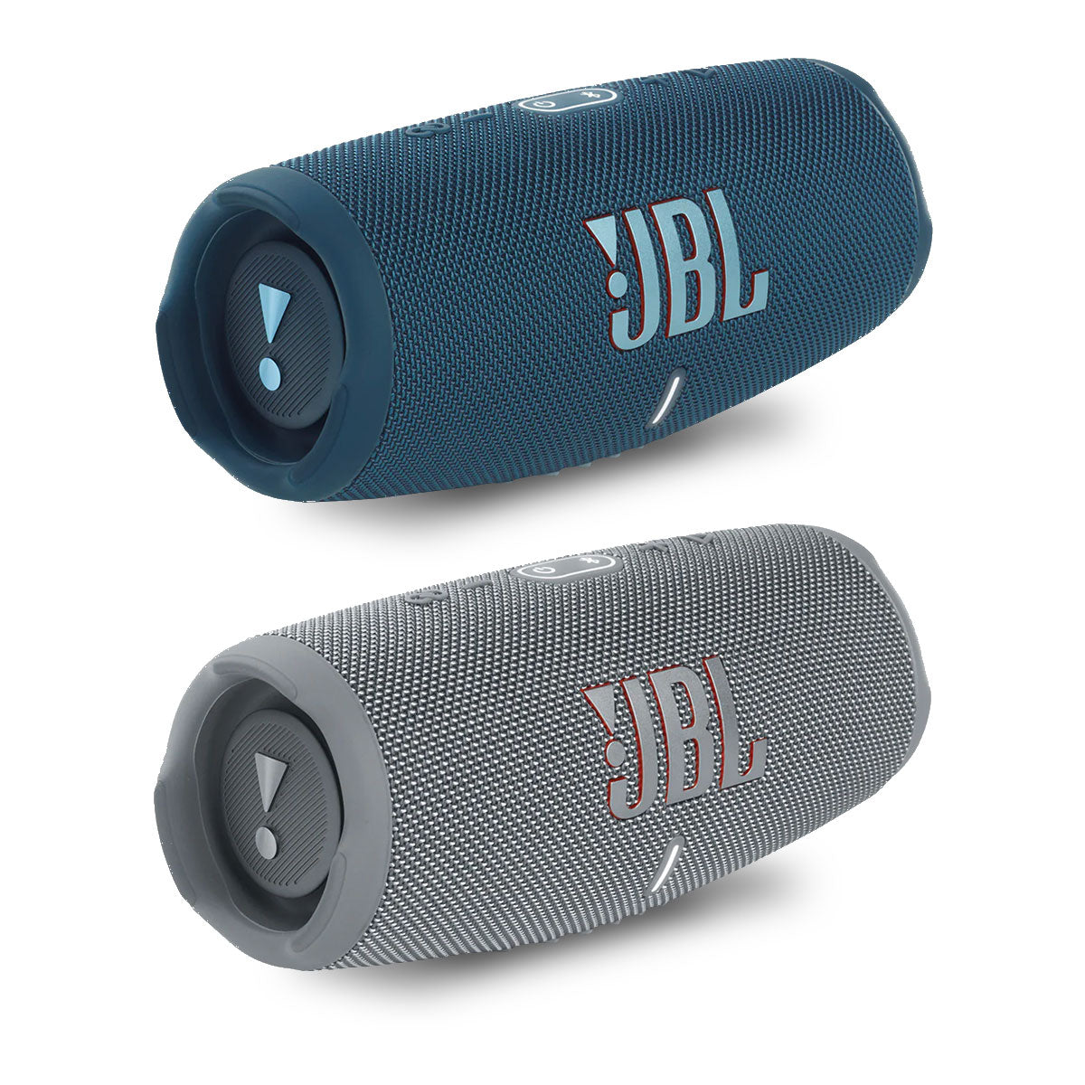 JBL Charge 5 Portable Waterproof Bluetooth Speaker with Powerbank - Pair (Blue/Gray)