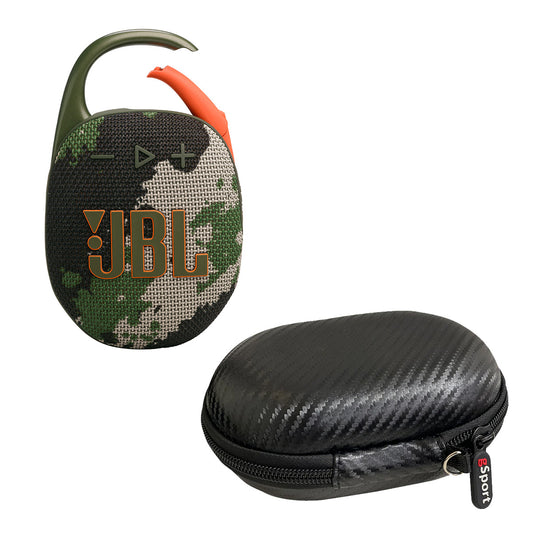JBL Clip 5 Ultra Portable Bluetooth Speaker with gSport Carbon Fiber Case (Camo)