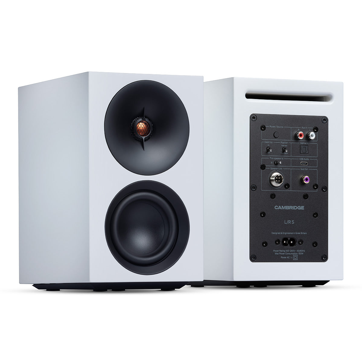 Cambridge Audio L/R S Ultra Compact Wireless Active Stereo Speakers - Pair (White)