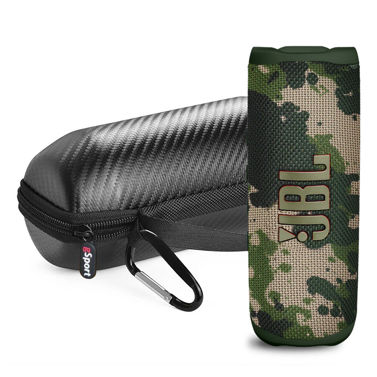 JBL Flip 6 Waterproof Portable Speaker with gSport Carbon Fiber Case (Camo)
