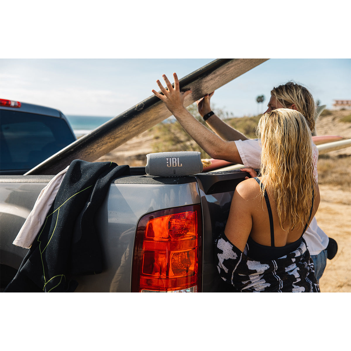 JBL Charge 5 Portable Waterproof Bluetooth Speaker with Powerbank - Pair (Blue/Gray)