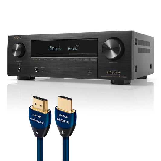 Denon AVRX1800H 7.2 Channel 8K Receiver Bundle with AudioQuest SKY 3m HDMI Cable
