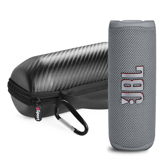JBL Flip 6 Waterproof Portable Speaker with gSport Carbon Fiber Case (Gray)