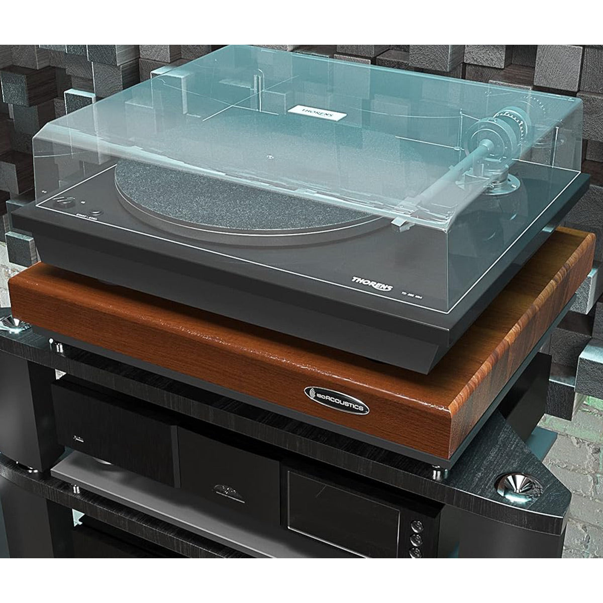 IsoAcoustics Delos 2216W1 22" x 16" x 1.75" Turntable Isolation Platform (Walnut)