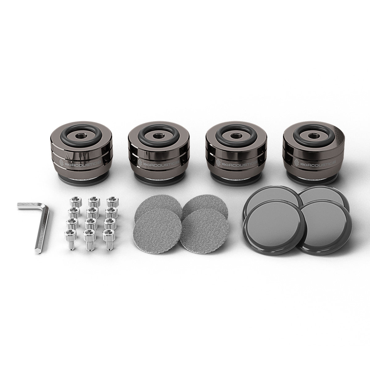 IsoAcoustics GAIA II Neo DC Isolation Feet for Floorstanding Speakers and Subwoofers - 4 Pack (Dark Chrome)