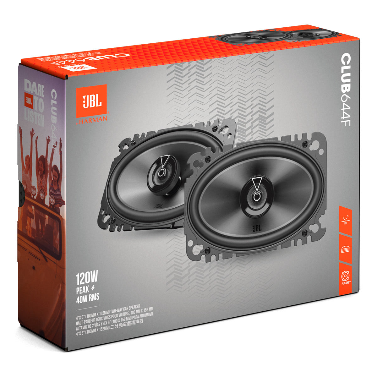 JBL Club 644F 4 x 6 Inch 2-Way Car Speakers - Pair