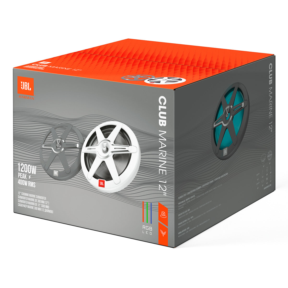 JBL Club Marine 12 Inch Subwoofer with RGB LED Lighting - Each