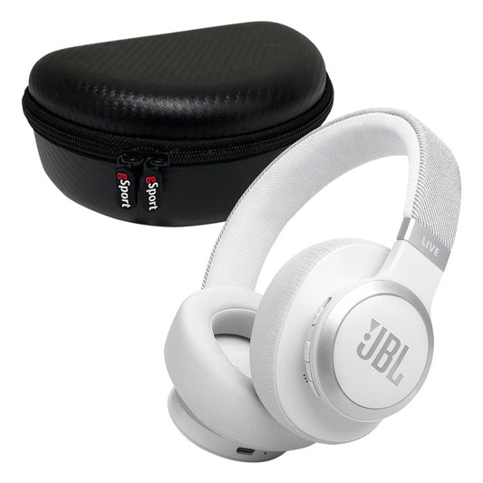 JBL Live 770NC Wireless Over Ear Noise Cancelling Headphone Bundle with gSport Case (White)