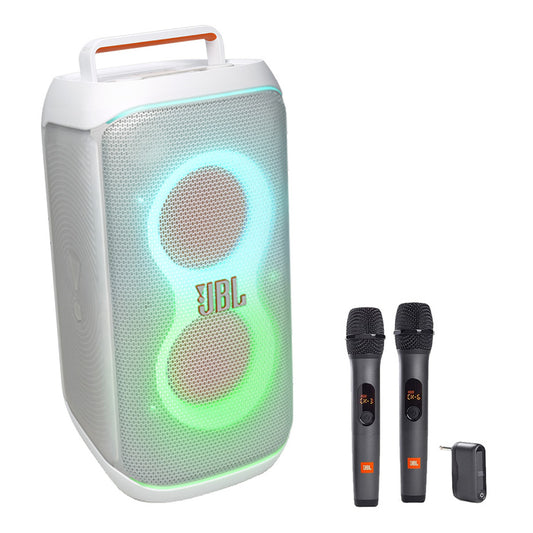 JBL PartyBox Club 120 Portable Party Speaker with Wireless Two Microphone System (White)