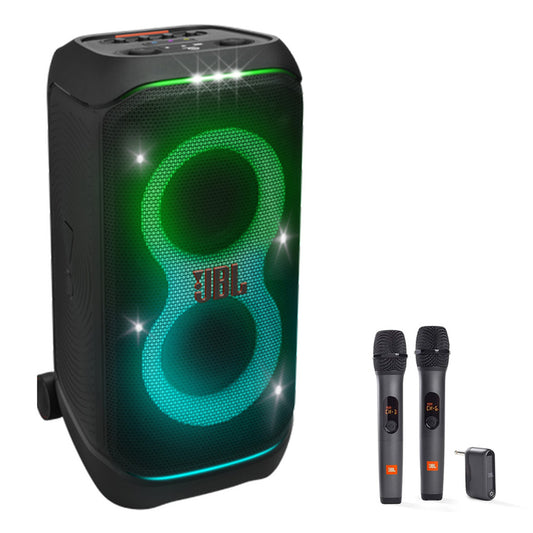 JBL PartyBox Stage 320 Portable Party Speaker with Wireless Two Microphone System (Black)
