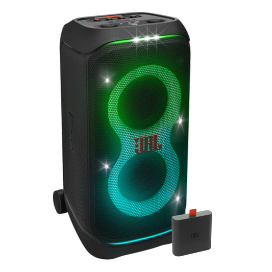 JBL Partybox Stage 320 Portable Party Speaker Bundle with Additional Battery 400 (Black)