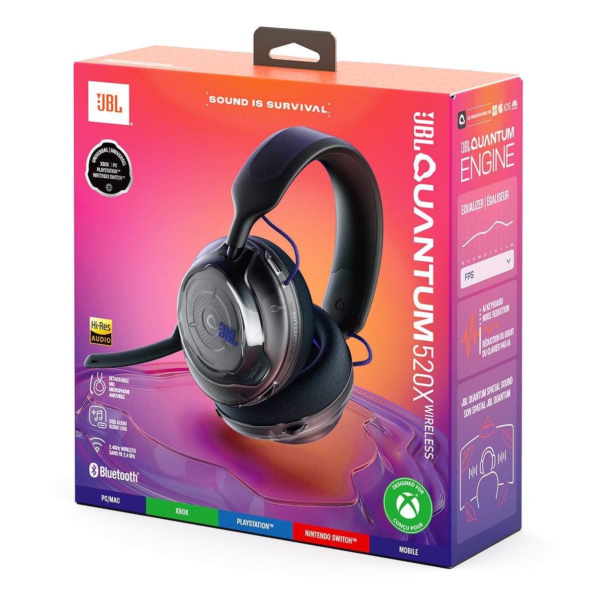 JBL Quantum 520 X Wireless Over-Ear Gaming Headset (Black)