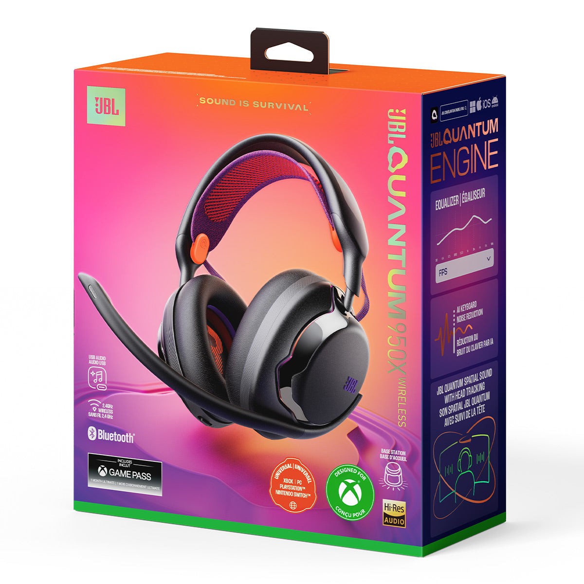 JBL Quantum 950X Wireless Over-Ear Gaming Headset Bundle with gSport Case (Black)